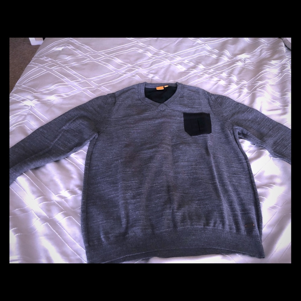 HUGO BOSS  Wool & Cotton Blend V-Neck Sweater